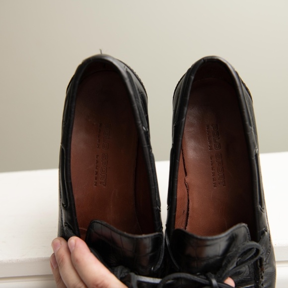 Ralph Lauren Polo Sport Alligator Loafers in Black Women's 10 / Mens 8.5 - Picture 3 of 6